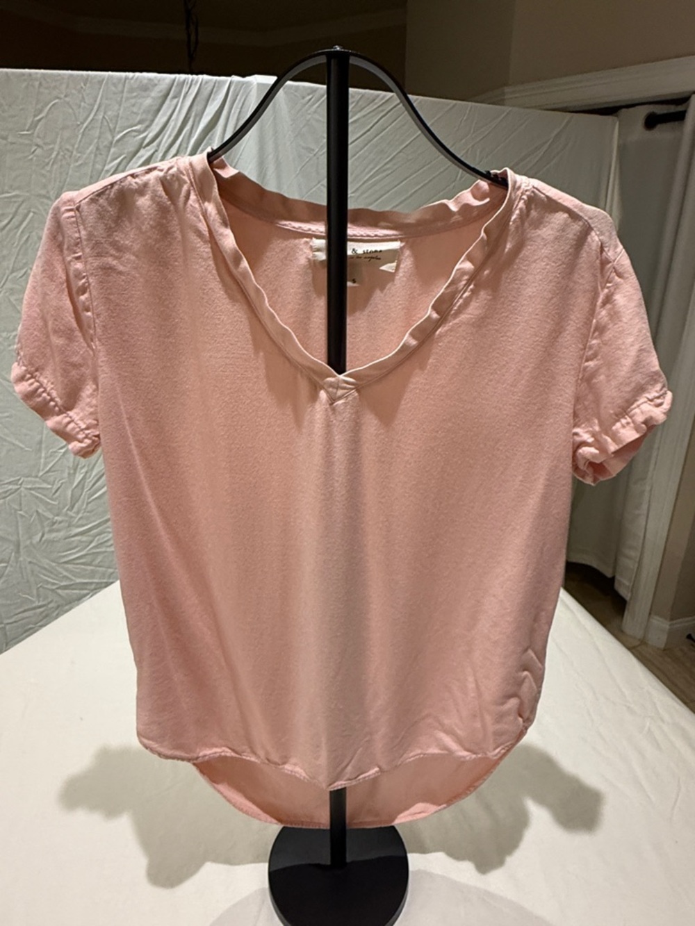 cloth & stone Soft Pink V-Neck Short Sleeve Blouse